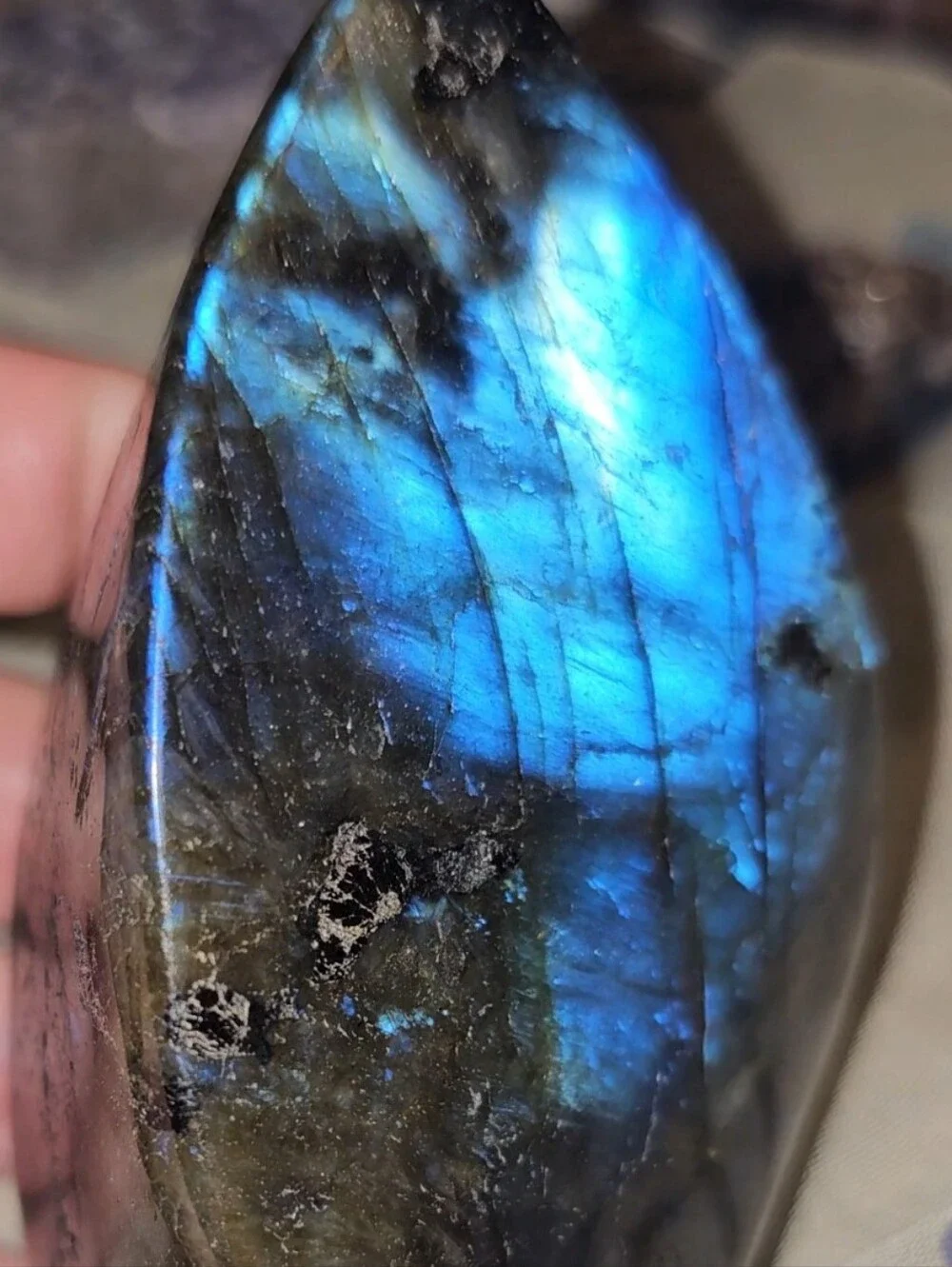 FLASHY Labradorite Freeform Stunning HG Blue Flash Crystal Home Decor Art NEW